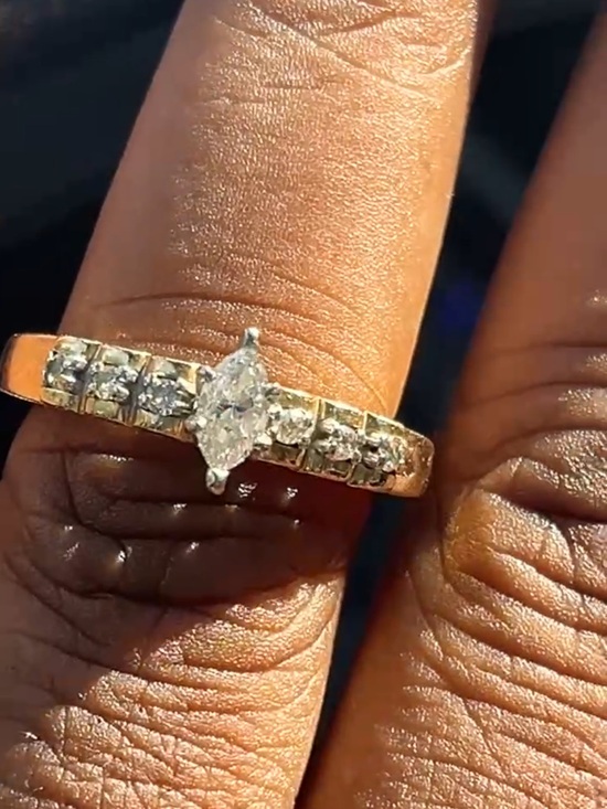 Jewelry - 14K Yellow Gold Marquise Cut Natural Diamond Ring – 3.77g Size 7